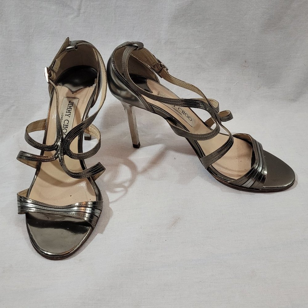 Silver/Gold Jimmy Choo Strappy Sandals, size 7